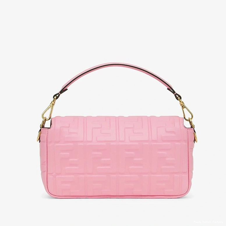 Affordable HOT Bag Baguette In FF Motif Pink Medium Leather Fendi Nappa 0710